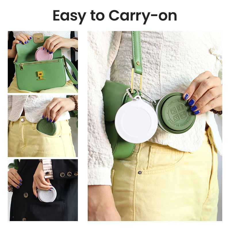 Mini Pocket Size Custom 170ml 6oz 200ml 250 Ml Silicon Folding Cup Food Grade Silicone Lightweight Foldable Reusable Travel Coffee Mug with Lid for on-The-Go