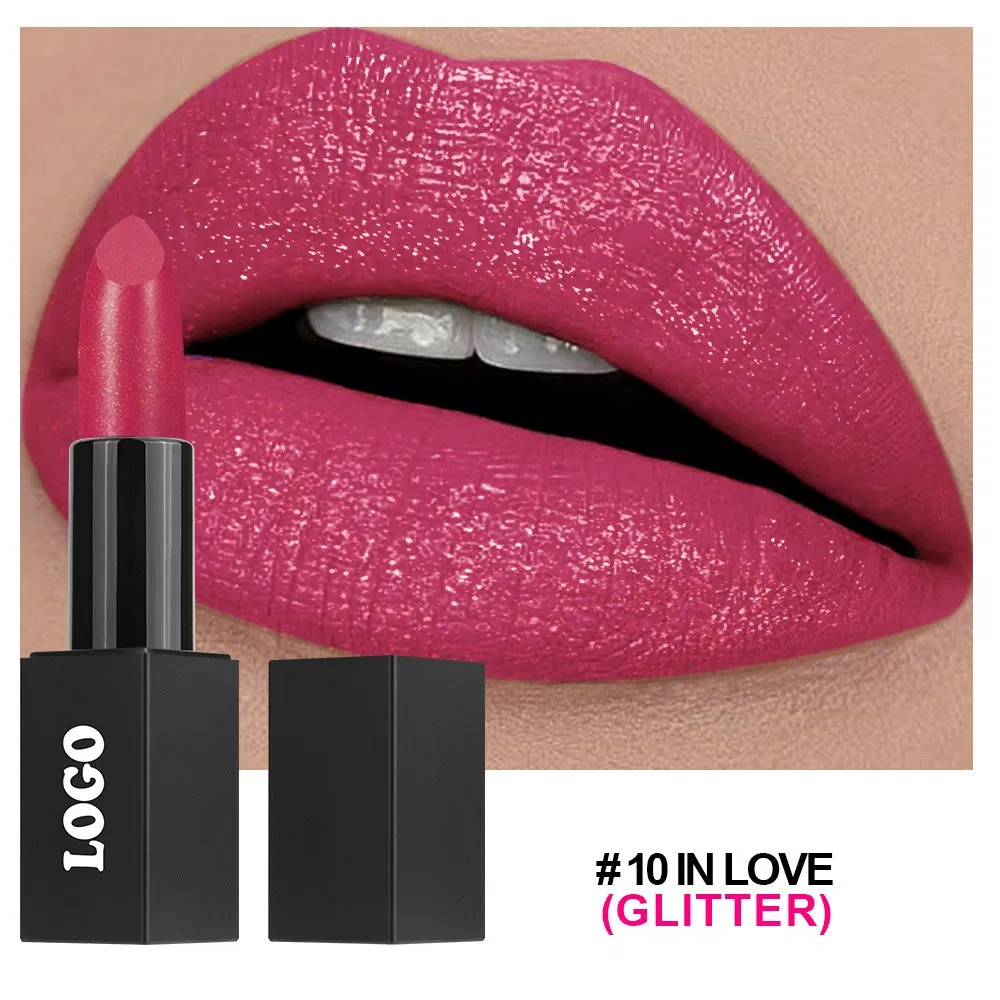 Private Label 16 Multi-Color Glitter Lipstick Nonstick Lip-Shaped with 5g