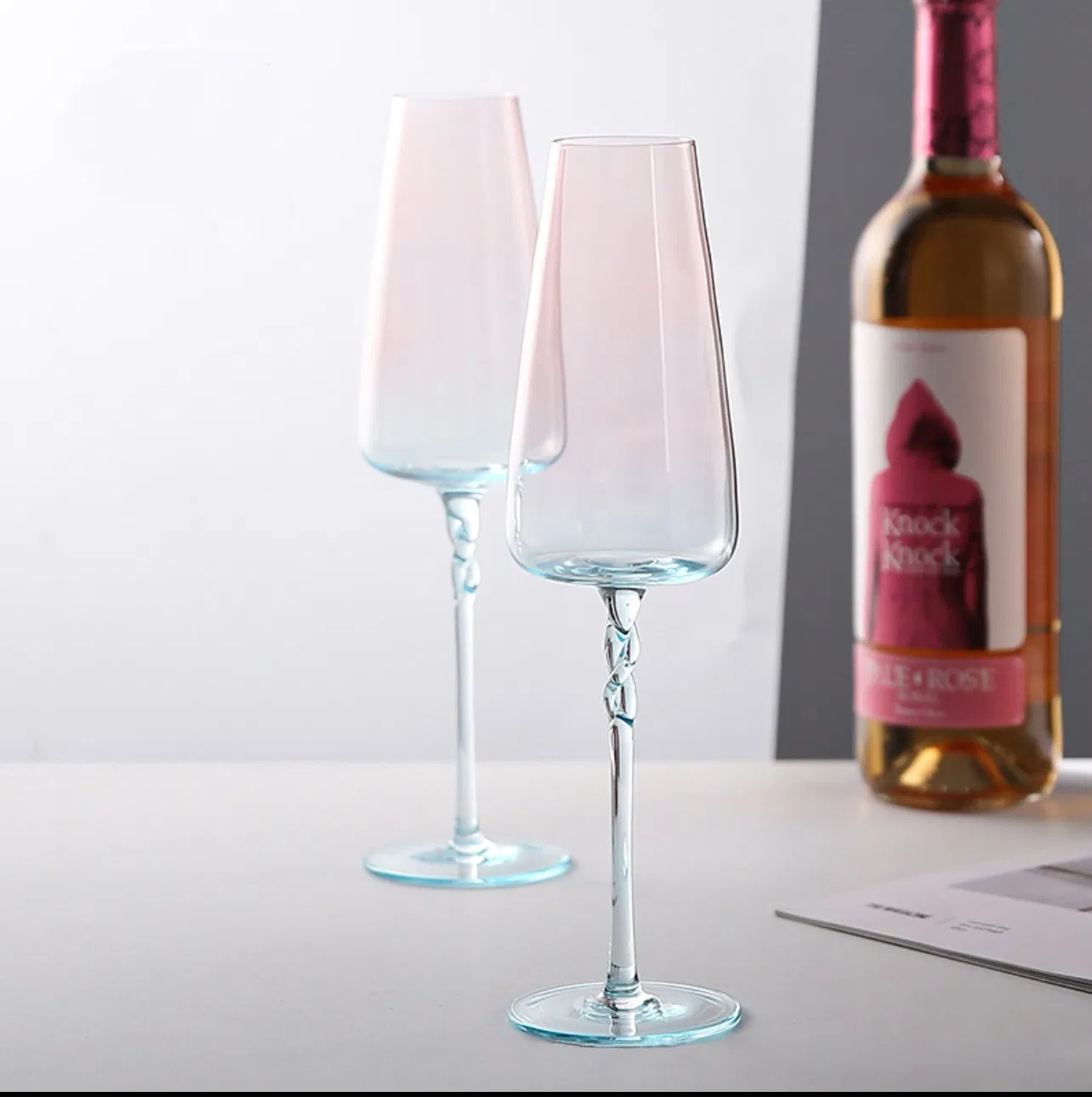 Luxury Long Stem Transparent Luxury Custom Modern Style Lead-Free Crystal Unique Red Wine Glass