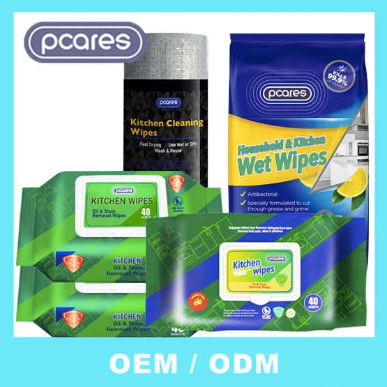 OEM Ultra Size Anti-Bacterial BBQ Oil Removal Wet Wipes Household Kitchen Cleaning Surface Wet Wipes for Factory Supplier