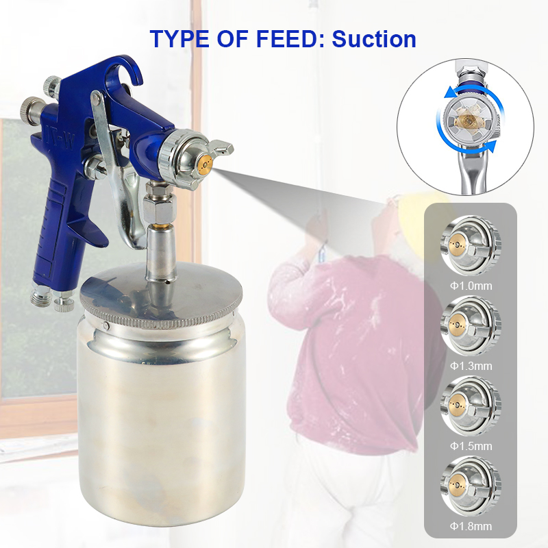 Pneumatic Tools High Pressure Hand Spray Gun Air Tools 1-1.8mm Nozzle for Paint and Filler Work