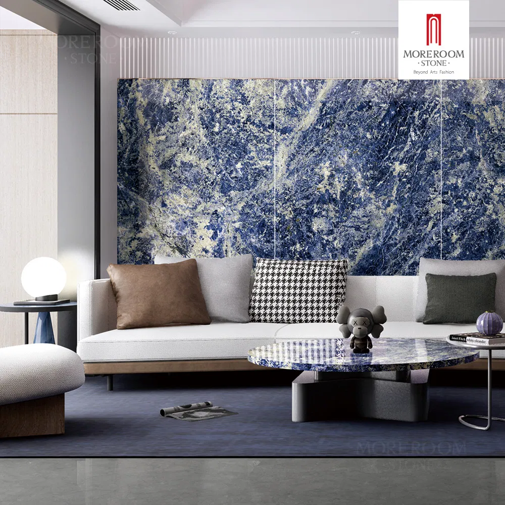 Luxury Blue Marble Agate Glass Slab for Bar Design