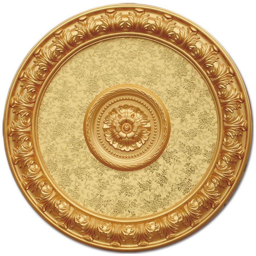 Banruo Hot PS Material Artistic Golden Ceiling Tiles Medallion Panel Molding
