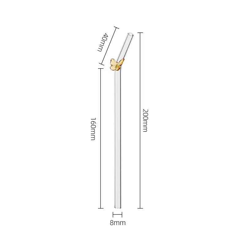 Custom Heat Resistant Creative Flower Elbow Non-Disposable Clear Glass Drinking Straw