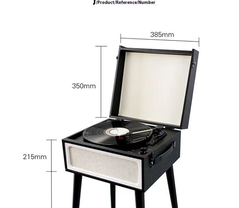 Винтажный проигрыватель винила с картой мира, черно-серый