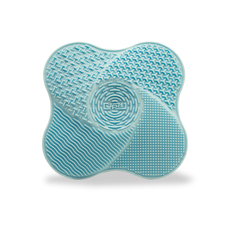 Customized Color Flower Shape Portable Cosmetics Scrubber Board Silicon Makeup Cleaning Brush Cleaner Mat Make up Washing Pad