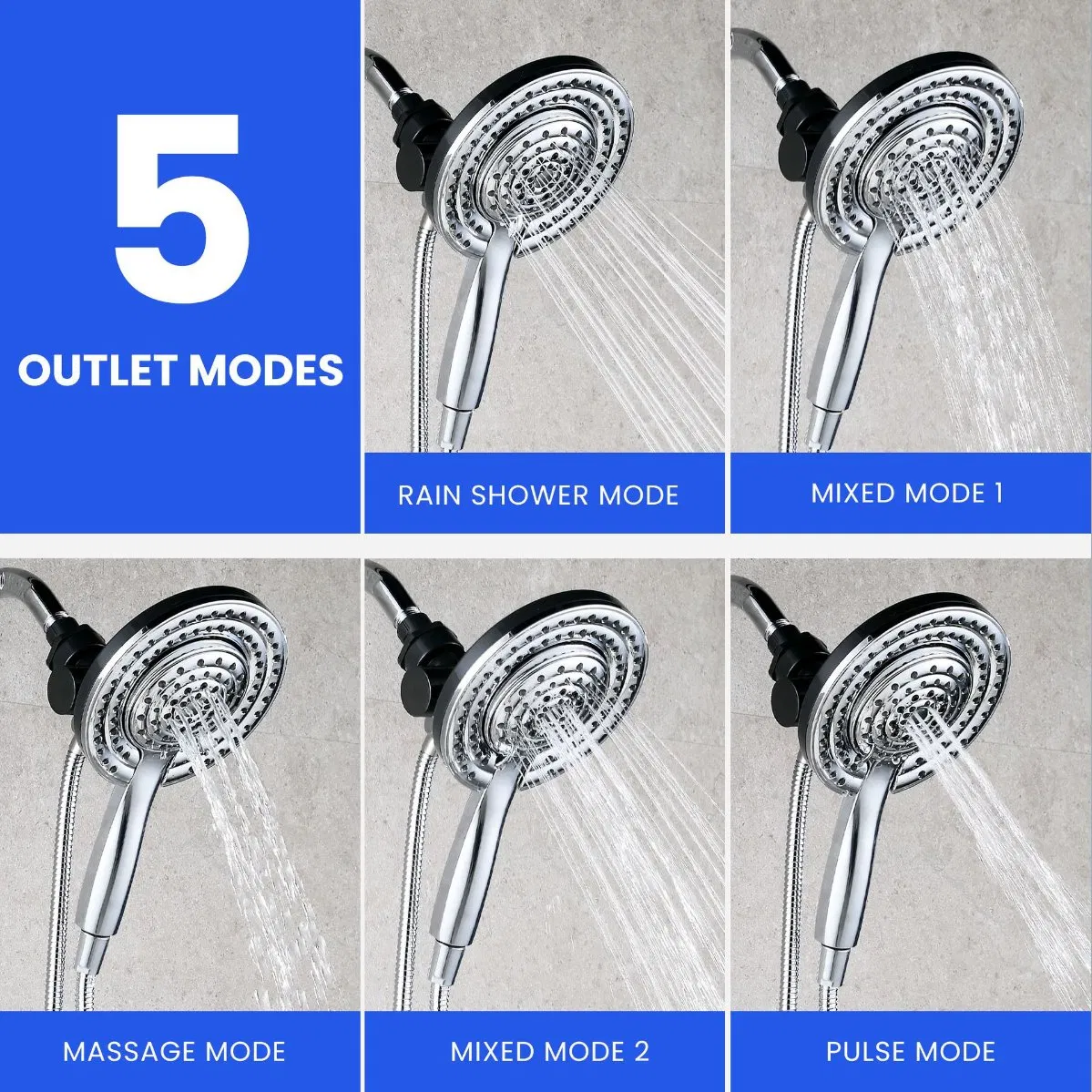 Modern American Style Shower Combo Set, Rain Shower Head with Adjustable Height Arm
