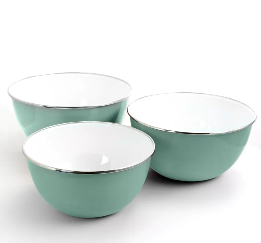 Factory Wholesale Enamel Mixing Bowls with Plastic Lids 20cm Enamel Bowls