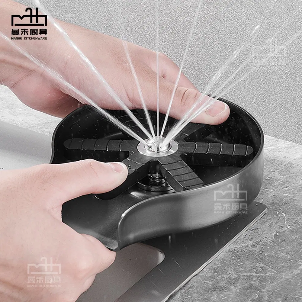 Gunmetal Gery Cup Rinser Stainless Steel Glass Cleaning Rinser for Bar Cafe Rinser Kitchen Sink Asher