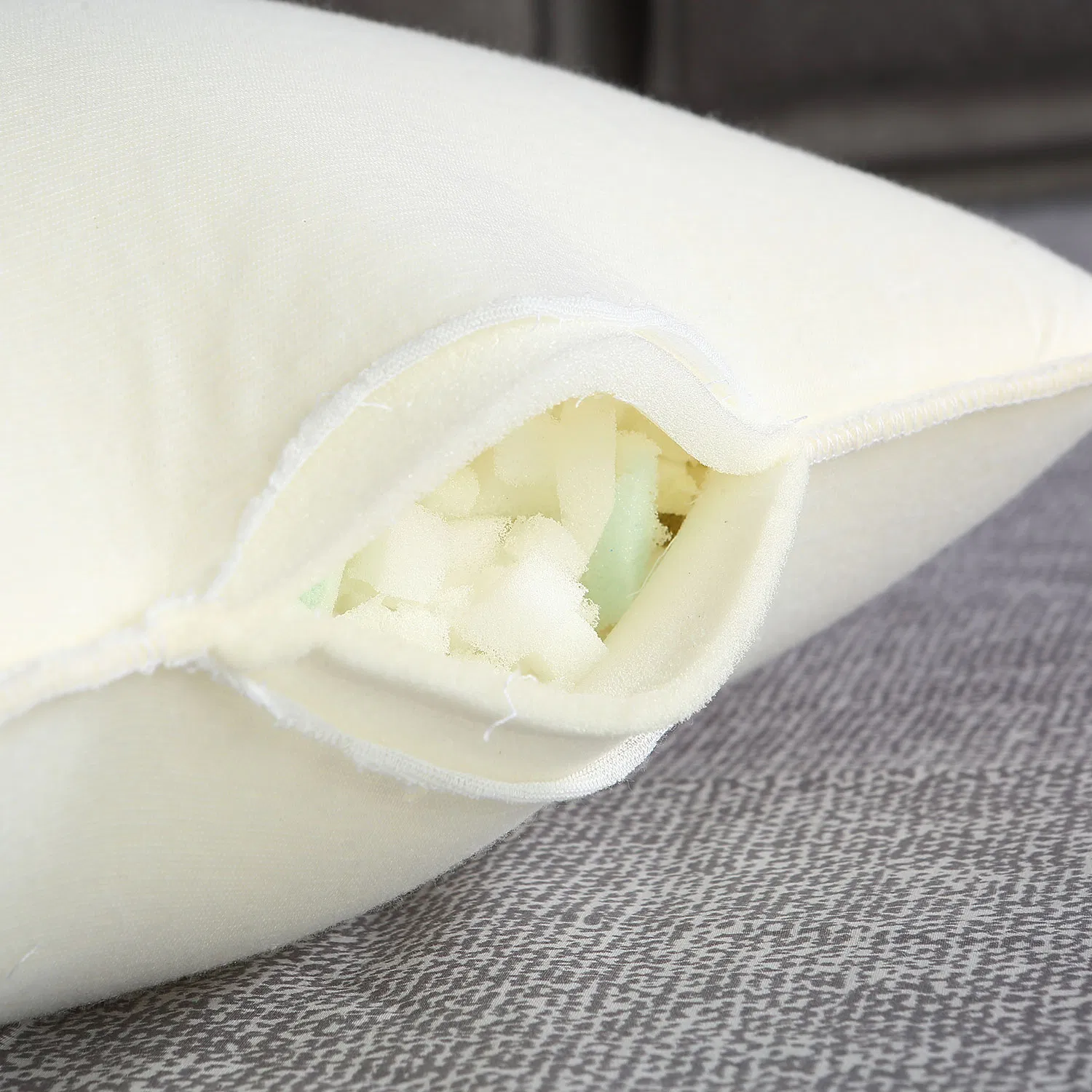 Airmesh Shell Shredded Foam Insert Bed Pillow for Home Adult Children Use