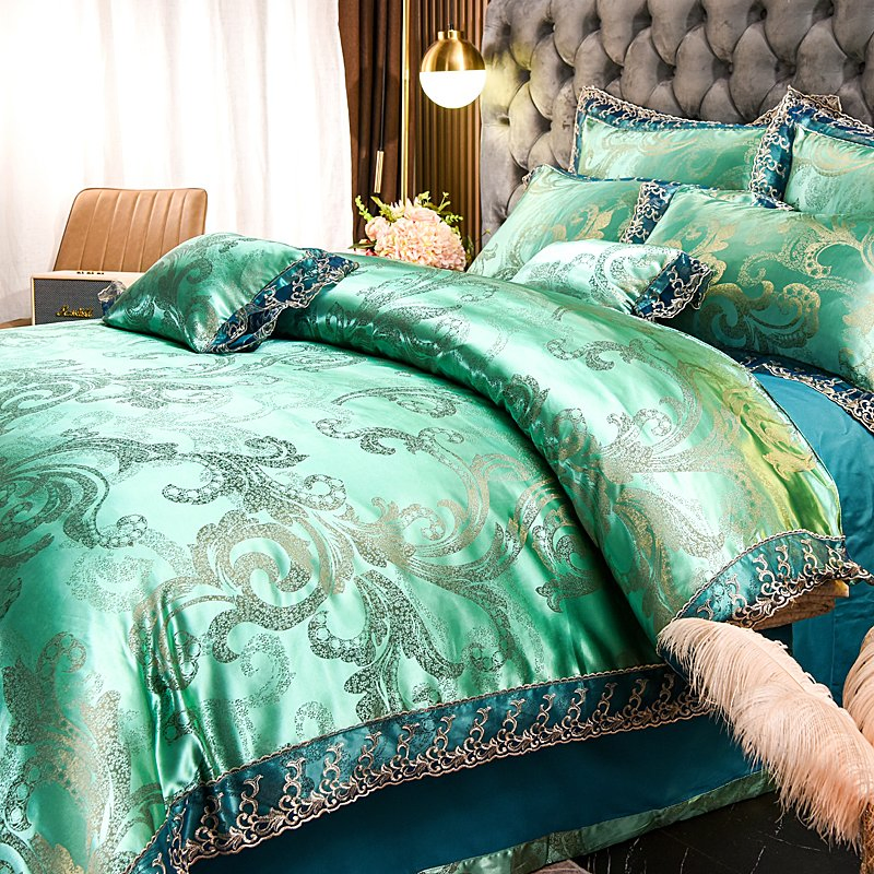 Home Textile Jacquard Comforter Twin-Size Satin Set 4 PCS Bedding Sets