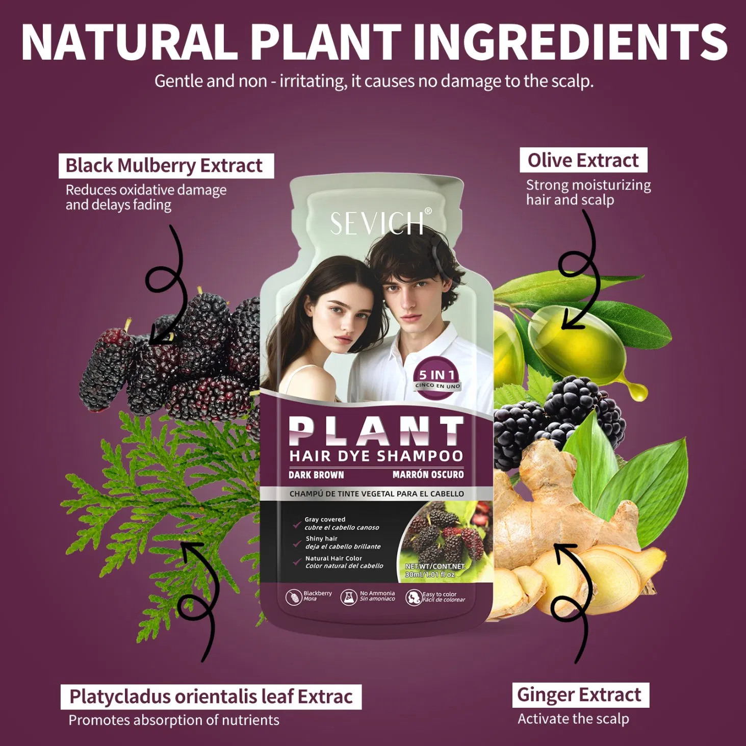 Custom Herbal Multi-Colors Bubble Hair Color Dye Shampoo Foam