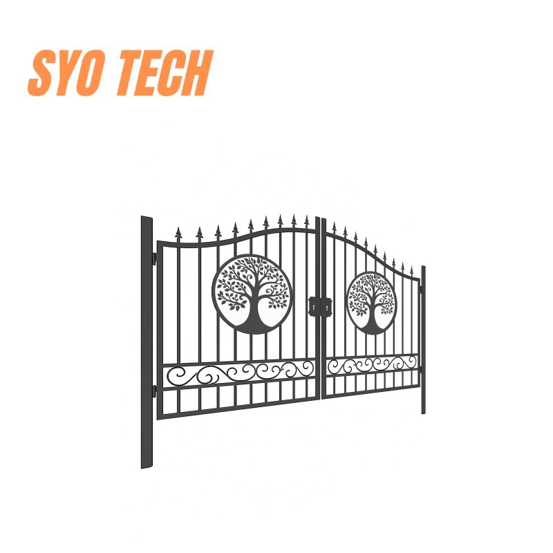 Wholesale New Design Heavy Duty Privacy Posts Driveway Black Steel/Metal Cast/Wrought Iron Gate for Fence/Main/Security/Entrance/House