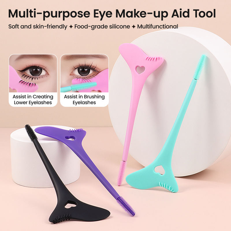 Multifunction Reusable Silicone Eyeliner Stencils Wing Tips Marscara Drawing and Lipstick Wearing Aid Face Cream Mask Applicator Silicone Eye Makeup Tool