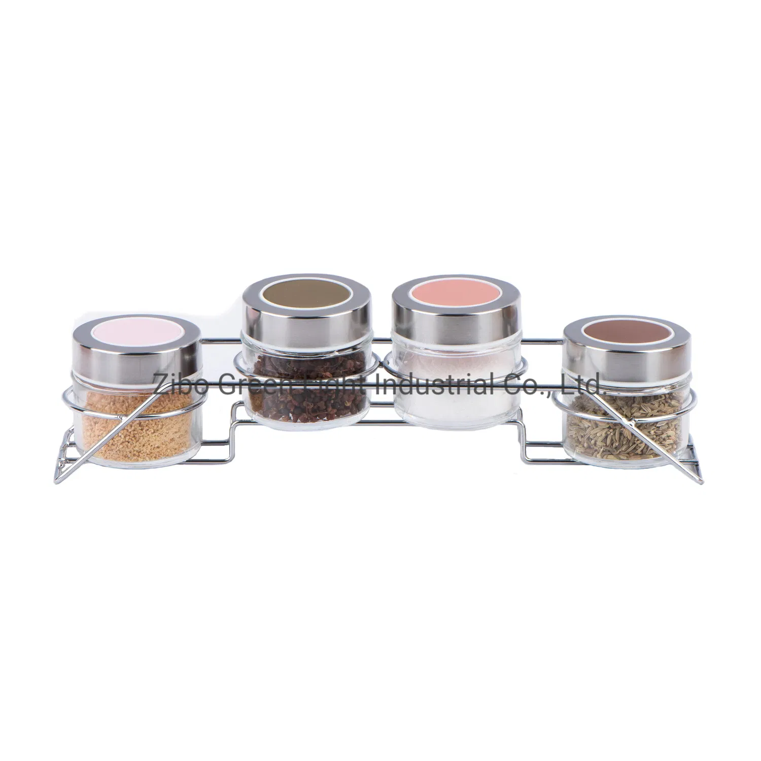 4PCS 90ml Glass Spice Jar Set with Metal Rack