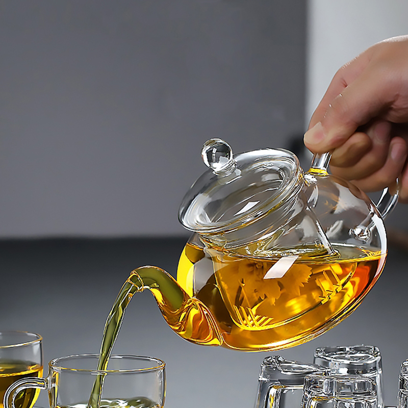 High Borosilicate Heat-Resistant Glass Kettle and Teapot Set with Glass Cups
