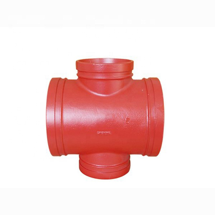 UL FM Ductile Iron Cast Iron Grooved Pipe Fittings Reducing Cross for Fire Protection System