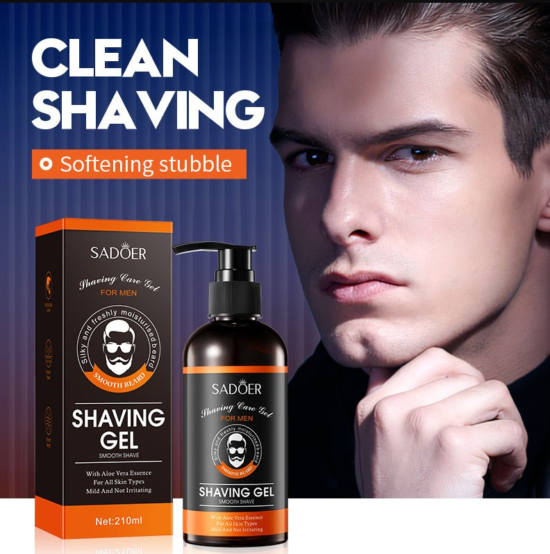 Men Shaving Gel Moisturizing Smooth Beards Shaving Foam Gel for All Beard Aloe Vera After Shave Gel Non-Foaming Fresh Scent Clear Shaving Gel with Moisturizing