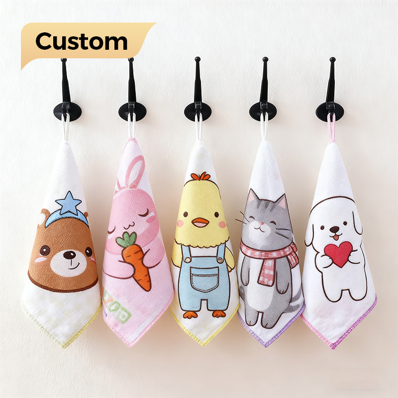 Custom Full Colour Organic Microfiber Reactive Printed Flour Sack Tea Towels Quality Hanging Kitchen Dish Towel