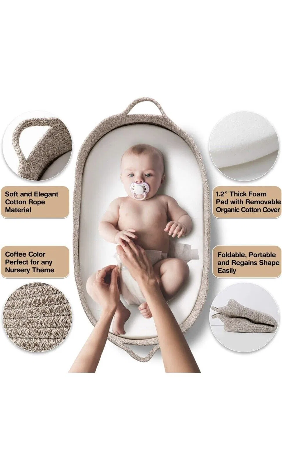 Hot Sale Moses Basket Topper Thick Foam Decor New Baby Changing Table