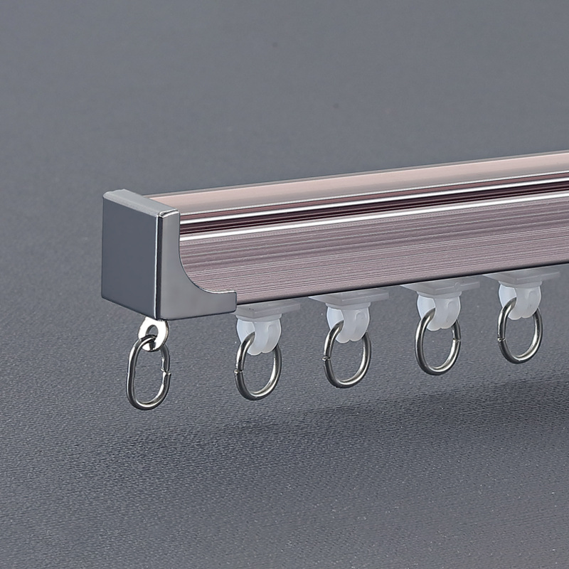 Dual-Track Aluminum Curtain Rail with Top-Mounted Silent Gliding Mechanism