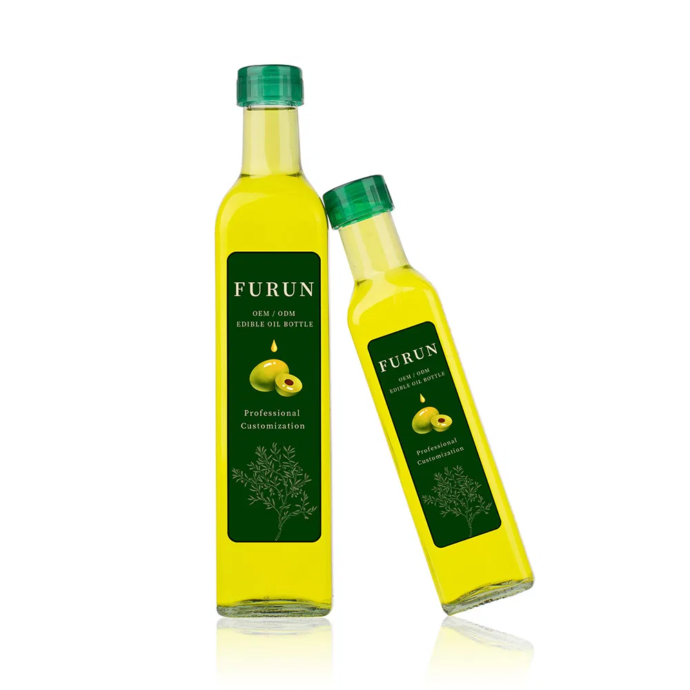 Custom Wholesale Food Grade Soy Sauce Vinegar Cooking Clear Square Empty Glass Olive Oil Bottles with Lids