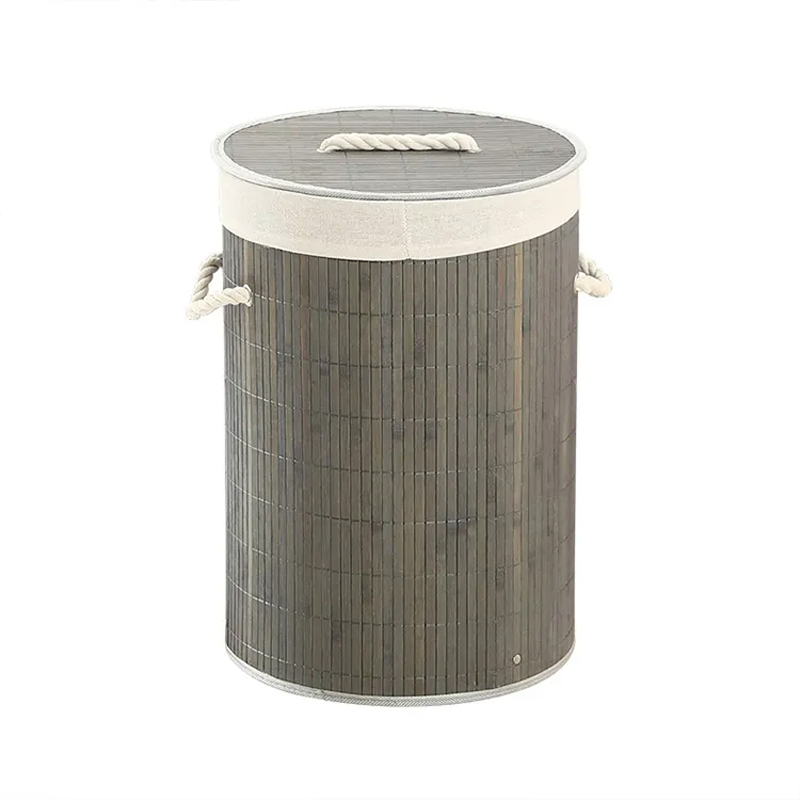 Large Customizable Bamboo Laundry Basket Dirty Clothes Storage for Bathroom Covered