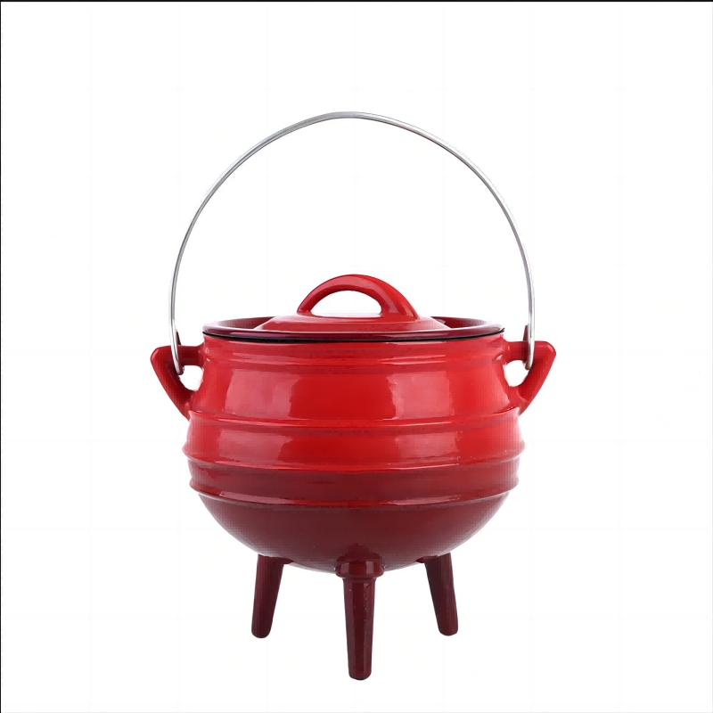 Эмалированный чугунный котелок Potjie для кемпинга