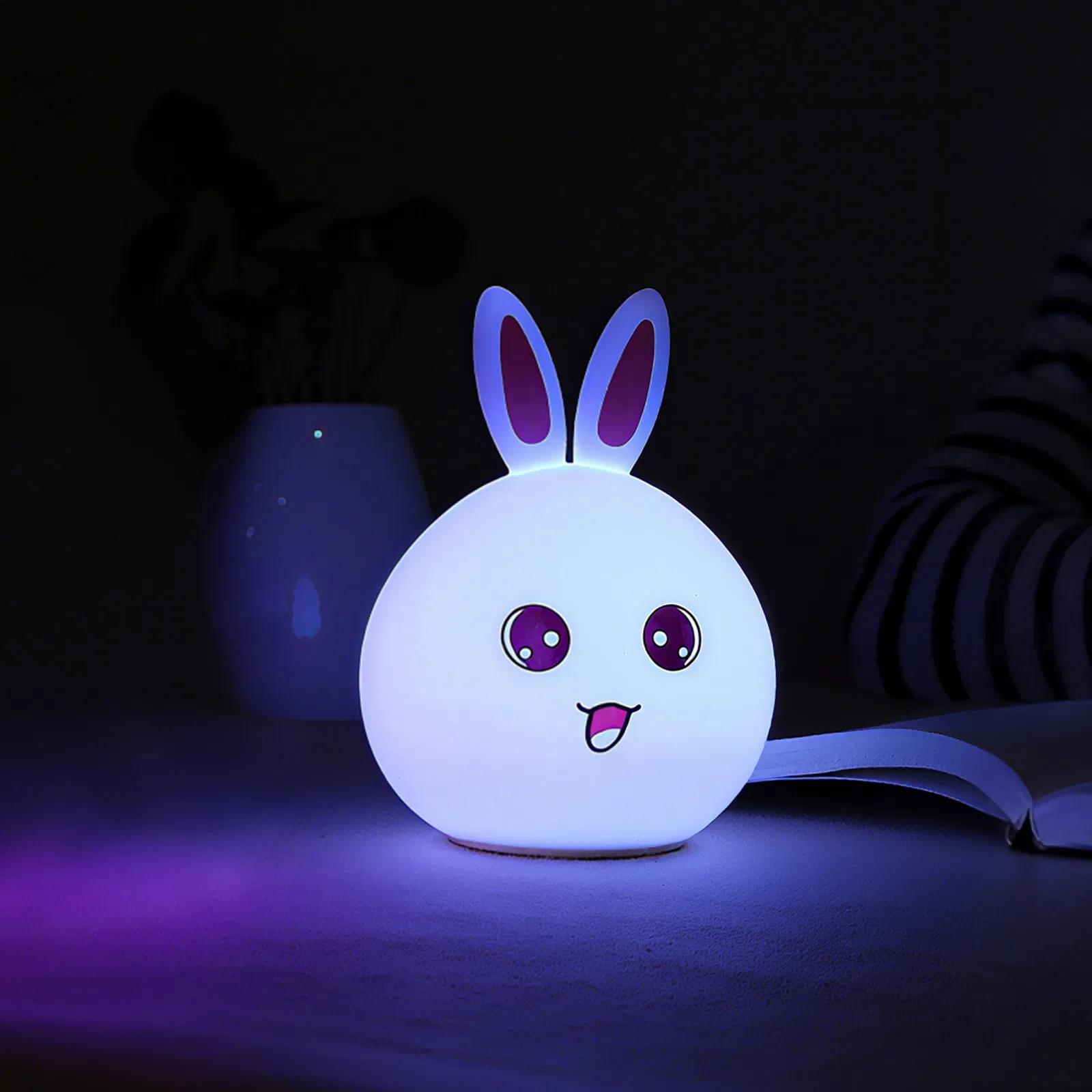 Детская силиконовая лампа-кролик USB, ночник