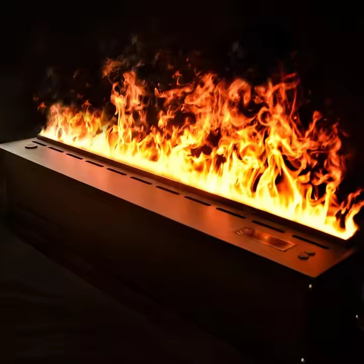 Tempered Glass Mounted Black Home Appliance 3D Atomized Fireplace for House