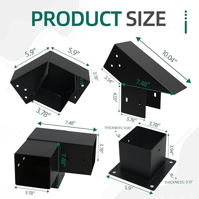 30° Slanted Pergola Kit for 4" X 4" Wood Pergolas