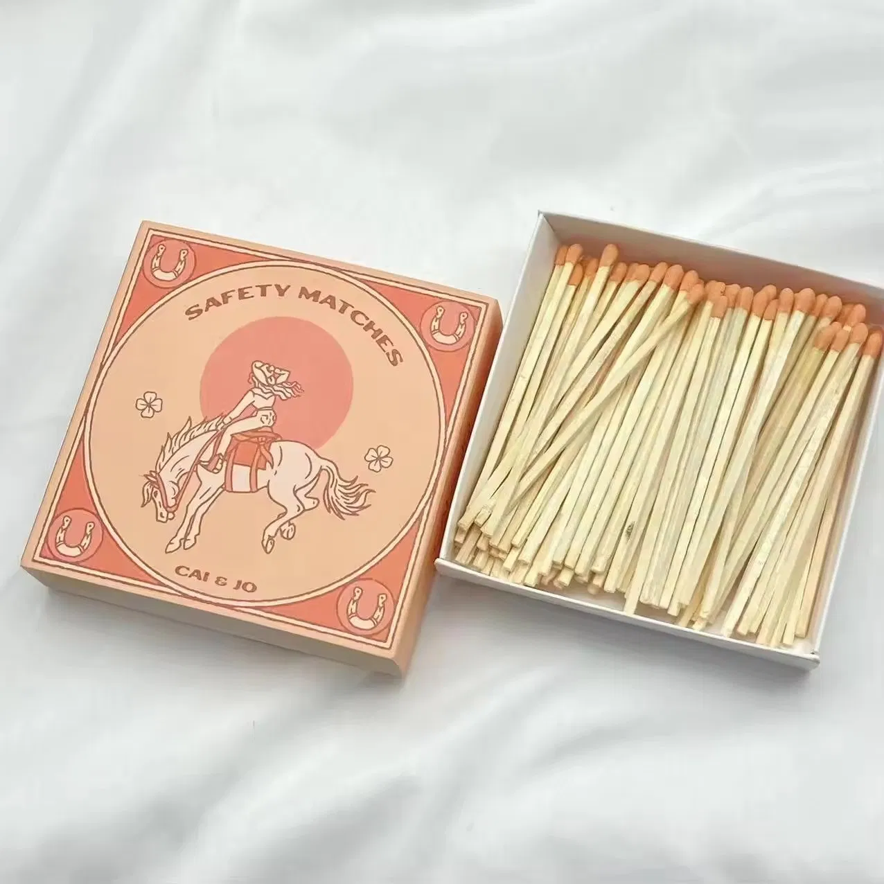 Big Square Matchbox for Cigar Candle Matches Matchbox 4 Inches Wooden Stick Matches with Colored Customize Logo Boxed Matches