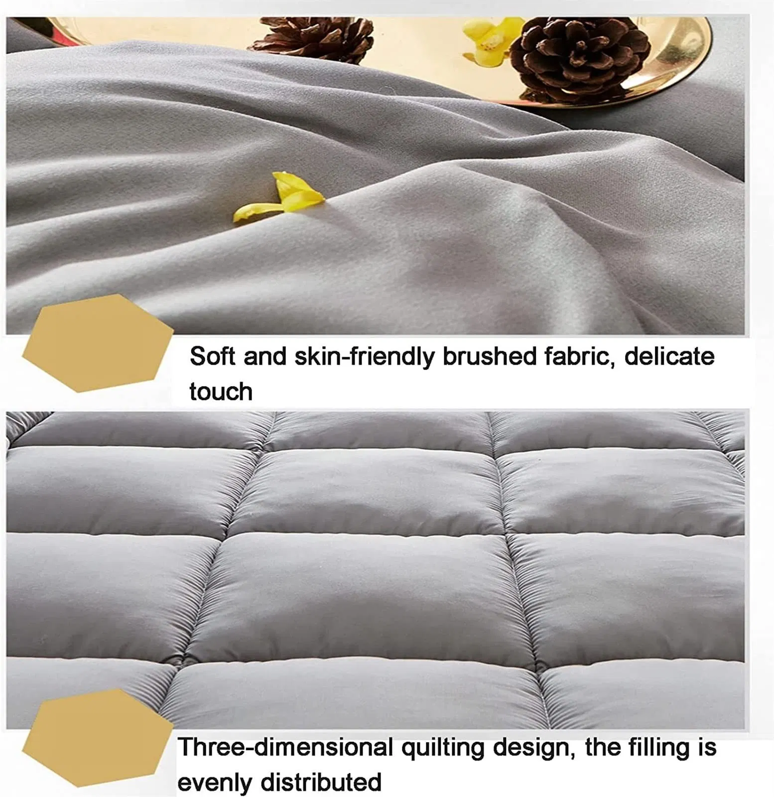 Soft Sleeping Pad Topper Down Alternative Fill Quilted Protect Bed Mattress
