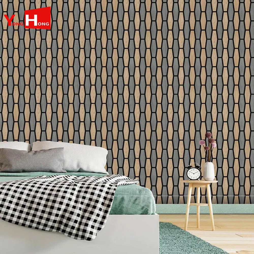 600*2400mm Nature Wood Veneer Pet Felt Wood Acoustic Panel