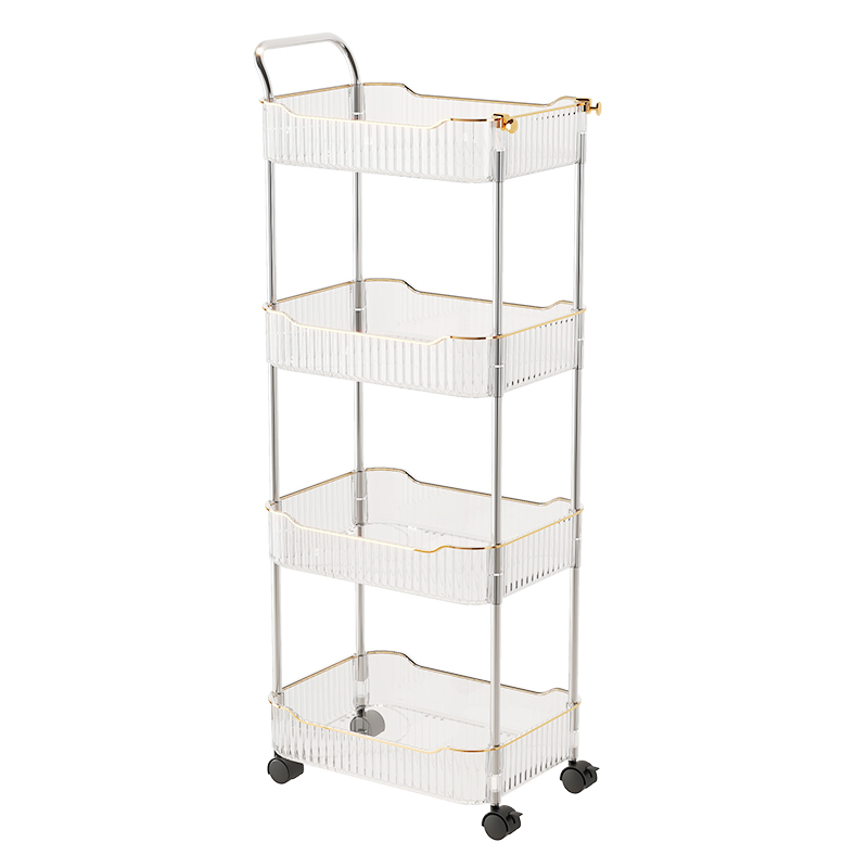Trolley & Storage Rack 4-Tier Rolling Organizer for Kitchen Pantry & Countertop