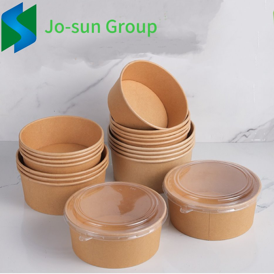 Jo-Sun New Product Brown 6 8 12 Oz Tableware Disposable Takeout Away Take Way Kraft Paper Salad Bowl