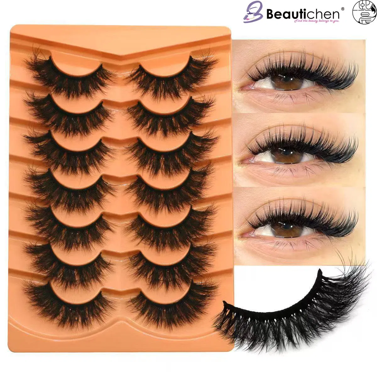 Beautichen 7 Pairs Thin Black Band False Eyelashes -3D Volume Natural Look Faux Mink Lashes for Wholesale Bulk Supply (Factory Direct)