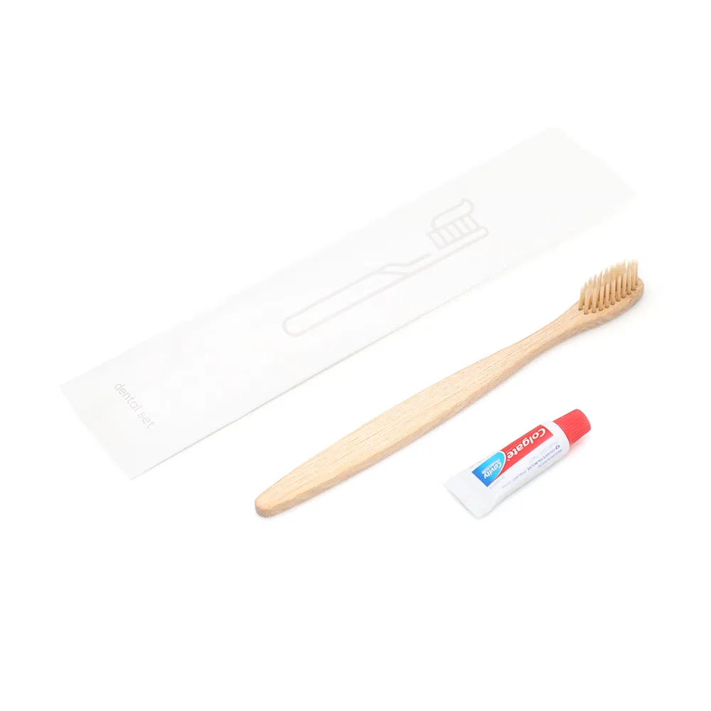 Biodegradable Natural Wood Handle Hotel Adult Charcoal Bamboo Toothbrush