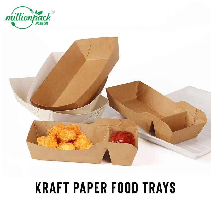 Eco-Friendly Biodegradable Paper Food Tray for Fast Food Packaging