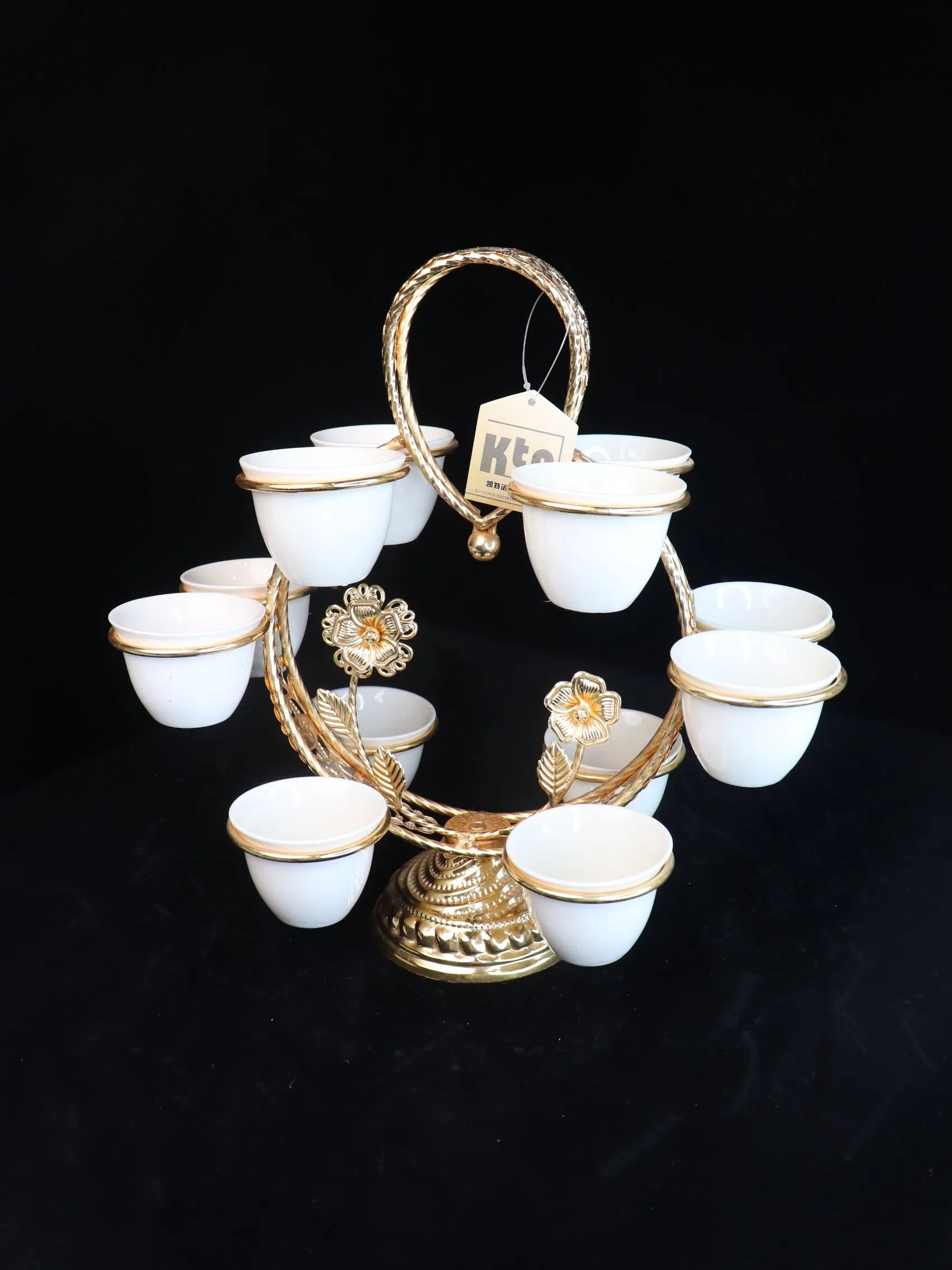 New Ceramic Cup Set with 12 Gold-Plated Iron