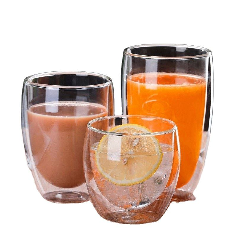 Glass Coffee Cup High Borosilicate Double Layer Glass Wholesale High Appearance Level Double Layer Clear Drink Cup Insulated Water Cup