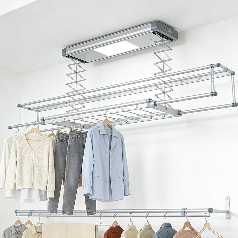 Smart Clothes Drying Rack Balcony Home Use Stylish Design Adjustable Height Air-Drying Rack