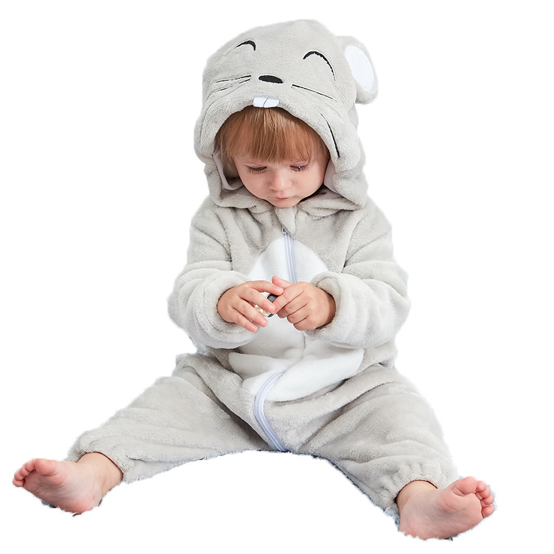 One-Piece Cute Overall Jumpsuits Flannel Animal 6-30 Month Baby Romper Warminfant Pajamas