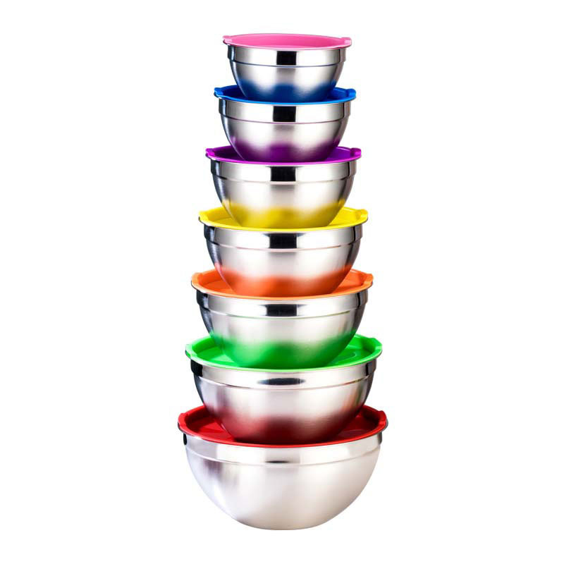 Salad Bowl Combination Set with Lid Stainless Steel Cooking Bowl American Salad Bowl