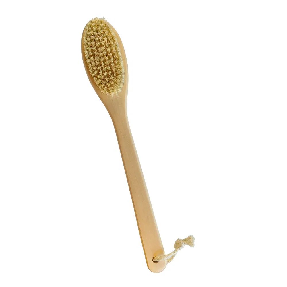 Long Handle Dry Brush Exfoliating Mane Bristles Body Shower Scrubber Brush