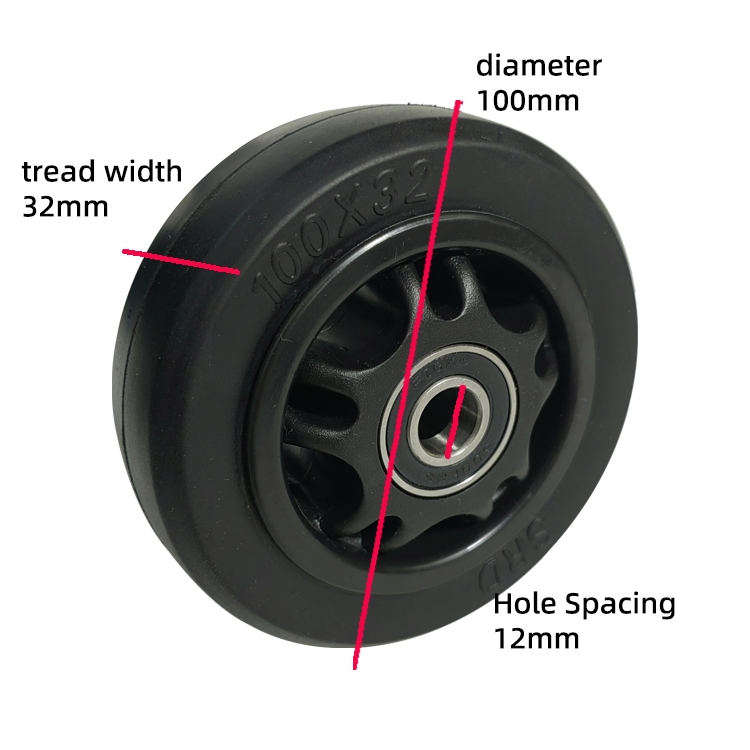 4-Inch Medium-Duty Rubber Casters, Quiet, Wear-Resistant, and Non-Slip, Suitable for Handcarts, Toolboxes, etc.