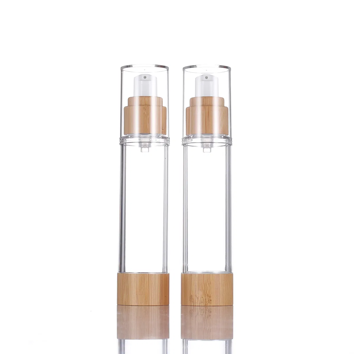 Empty Airless Lotion Container Pump Dispenser Travel Bamboo Bottle