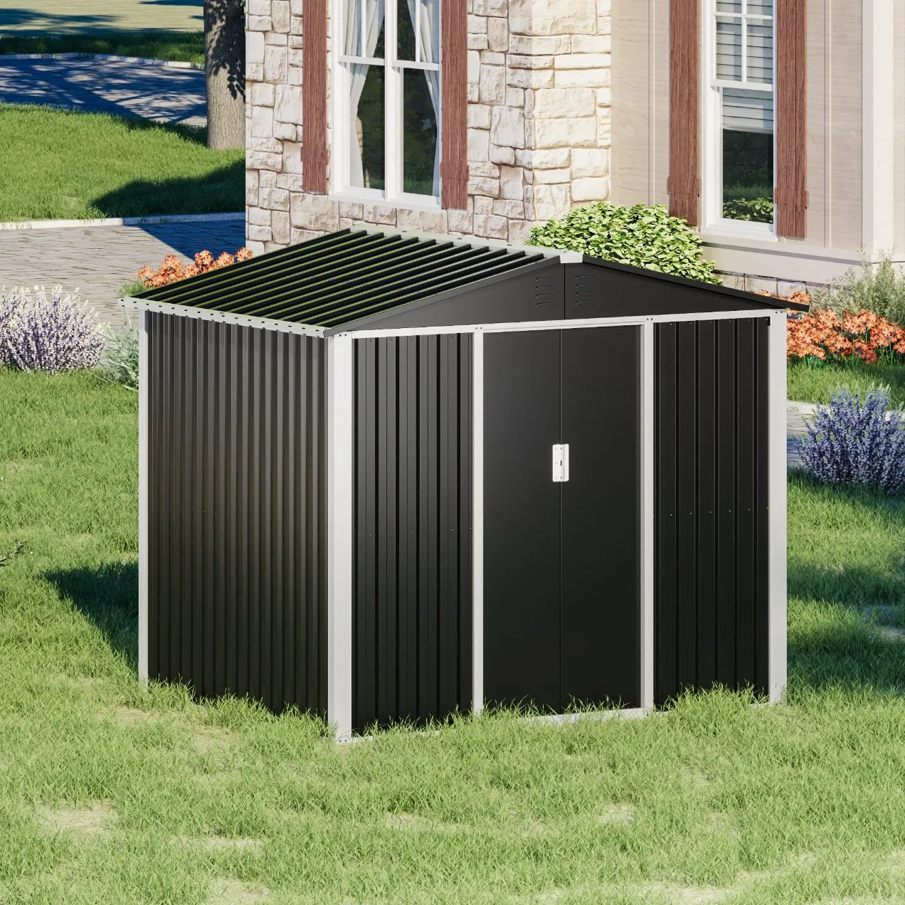 6*8FT Durable Tool Sheds Garden Shed Strong Metal Garden Storage Shed