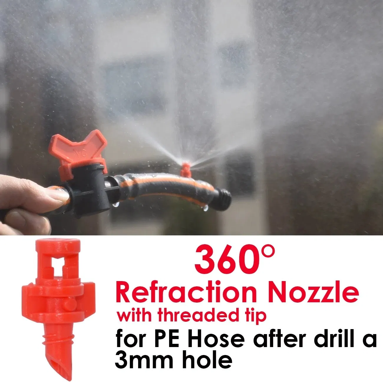 20PCS 90/180/360 Degree Refraction Nozzle Sprinkler Head Thread Connection Garden Irrigation Mist Sprayer for Greenhouse