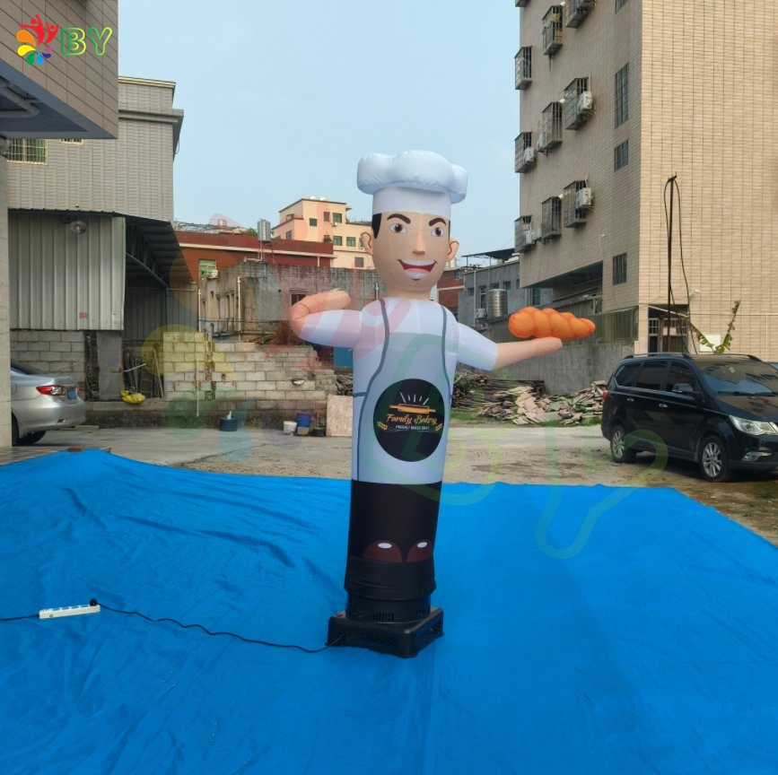 Customized 3m High Inflatable Chef with Welcome Gesture Restaurant Advertising Cook Model